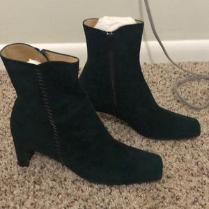 Teal green suede boots